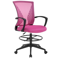 Drafting Chair Tall Office Chair Adjustable Height with Arms Foot Rest Back Support Adjustable Height Rolling Swivel Desk Chair Mesh Drafting Stool fo