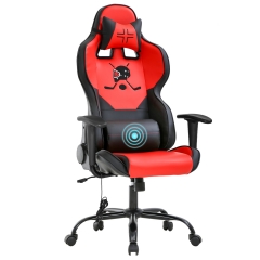 Gaming Chair Massage Office Chair Ergonomic Desk Chair with Lumbar Support Headrest Armrest Task Rolling Swivel PC E-Sports Racing Chair PU Leather Ad