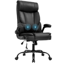 Massage Office Chair Ergonomic Desk Chair PU Leather Computer Chair with Lumbar Support Flip up Armrest Task Chair Rolling Swivel Executive Chair for