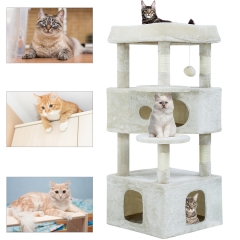 Cat Tree Cat Tower Cat Condo Playground Cage Kitten Medium Multi-level 48.8 inches Activity Center Play House Scratching Post Furniture Large Soft Plu