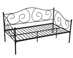 Metal Daybed Twin Bed Frame w/Headboard, Stable Steel Slats Support, Box Spring Replacement Easy Assembly, Mattress Platform Bed Sofa for Living Room