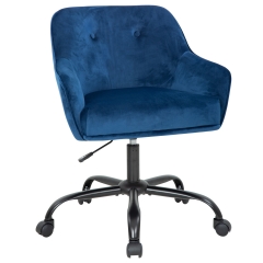 Home Office Chair Swivel Chair Desk Chair Adjustable Height Mid-Back Ergonomic Modern Upholstered Tufted Velvet Executive Accent Chair, Blue