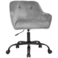 Home Office Chair Swivel Chair Desk Chair with Arms Mid-Back Ergonomic Modern Upholstered Tufted Velvet Executive Accent Chair Adjustable Height Grey
