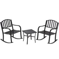 Bistro Table Set Patio Bistro Set 3 Piece Patio Set Patio Rocking Chairs Outdoor Glider Chair Steel Front Porch Balcony Seating Apartment Outdoor