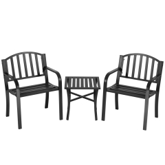 Bistro Table Set Patio Bistro Set 3 Piece Patio Set Small Patio Table and Chairs Steel Front Porch Balcony Seating Apartment Outdoor Conversation