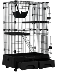 Cat Cage Playpen Kennel Crate 52.3 Inchs Height Cat House Furniture  Cat Litter Box and Storage Case in One Pet Enclosure with 2  Front Doors 2 Ramp L