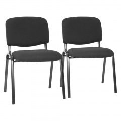 office guest chairs set of 2 Reception Chairs Conference Chairs with Lumbar Support Stack Cushion Seat Meeting Chair Fabric Office Chair without Wheel