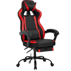 PC Gaming Chair Racing Computer Chair with Reclining Armrest Foot Rest Office Chair Rolling Swivel Vibration USB Lumbar Support E-Sports Ergonomic Tas