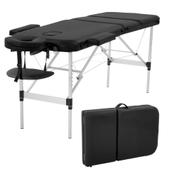 Aluminium Massage Table Portable Massage Bed 73 Inch Long Height Adjustable 3 Folding Massage Table Carry Case Spa Bed Face Cradle Salon Bed Tattoo Be