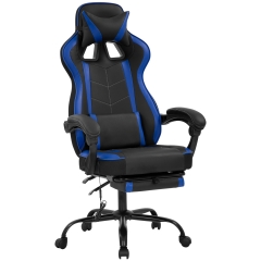 Gaming Chair Computer Chair Racing Chair with Lumbar Support Reclining Armrest Foot Rest Rolling Swivel Home Office Chair PU Leather Ergonomic Task PC