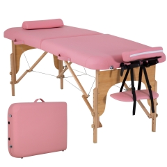 Portable Massage Table Massage Bed Spa Bed 73” L 28”W Height Adjustable Massage Table W/ Bolsters Carry Case 2 Fold Portable Salon Bed