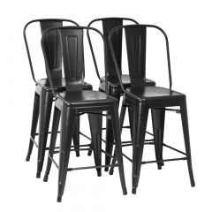 Metal Bar Stool Set Of 4 Counter Height Barstool With Back Seat Height Industrial Bar Chairs Patio Stool Stackable Modern Kitchen Stool Indoor