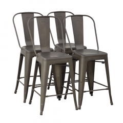 Bar Stool Set Of 4 Counter Height Barstool With Back Seat Height Industrial Bar Chairs Indoor Metal Bar Stool Kitchen Stools Restaurant Patio Stool
