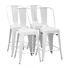 Bar Stool Set Of 4 Counter Height Barstool With Back Seat Height Industrial Bar Chairs Indoor Outdoor Metal Bar Stool Kitchen Stools Restaurant Patio