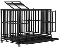 dog crate cage kennel large medium 48  inches indoor outdoor metal pet playpen plastic tray double doors locks design