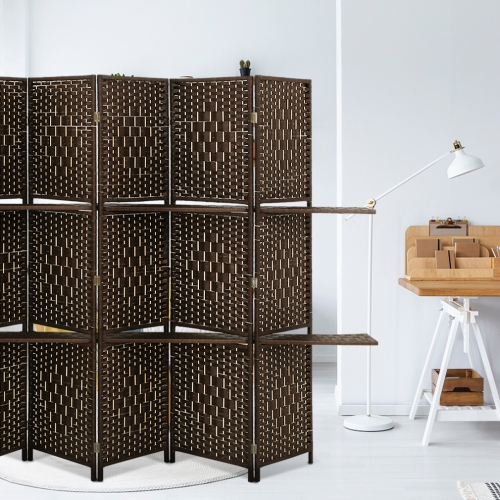 PayLessHere Wooden Room Divider With Removable Shelves - 4 Panel Folding Partition Screen (Brown)