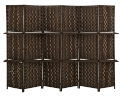 Room divider 6 panel room screen divider wooden screen folding portable partition screen screen wood with removable storage shelves colour brown