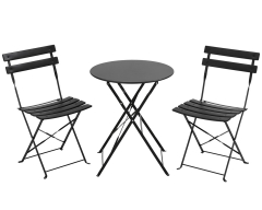 Small Patio Set Bistro Table Set  Steel Patio Bistro Set Small Patio Table And Chairs  3 Piece Folding Bistro Set Folding Outdoor Furniture Black