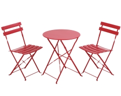 Bistro Table Set Steel Patio Bistro Set Small Patio Set  3 Piece Folding Bistro Set Folding Outdoor Furniture  Small Patio Table And Chairs Red