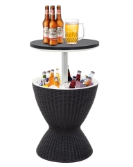 Cool Bar Cooler Table Outdoor Patio Furniture and Hot Tub Side Table 3in1 All-Weather Cool Wicker Bar Table + Ice Bucket + Cocktail Coffee Table with