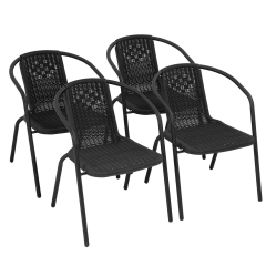 4 Pieces Outdoor Patio Furniture Sets Stack Chair Conversation Chair Set Patio DiningChair Garden Furniture Set for Porch, Poolside, Patio, Garden, Ba