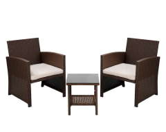 3 Pieces Patio Furniture Sets Outdoor Patio Set Wicker Bistro Set Rattan Chair Conversation Sets Patio Sofa Wicker Table Set for Yard Backyard Lawn Po