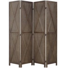 Room Divider 4 Panel Wood Folding Privacy Screen with Country-style Design X-Shape For Home Living Room Bedroom , Brown