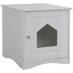 Cat Litter Box Enclosure Covered Litter Box Enclosed Cat House Condo Side Table Hidden Cat Washroom Litter Tray with Door Enlarged Cat Litter Cabinet