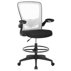 Drafting Chair Tall Office Chair with Lumbar Support Flip Up Arms Foot Ring Adjustable Height Task Mesh Standing Desk Chair Computer Chair Drafting St