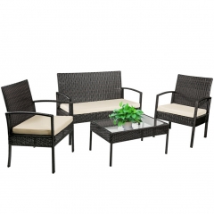 4 Pieces Outdoor Wicker Patio Furniture Sets Rattan Chair Wicker Conversation Set Patio Chair Sets for Backyard Porch Garden Poolside Balcony Furnitur