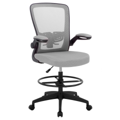 Drafting Chair Tall Office Chair Standing Desk Chair with Lumbar Support Height Adjustable Armrest Footrest Mid Back Swivel Rolling Mesh Computer Chai