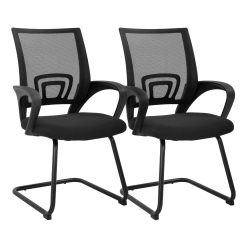 Office Guest Chair Reception Chairs with Lumbar Support Armrest Mesh Cushion Seat Conference Chairs Meeting Chair Set of 2 Home Office Chair Black