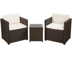 Outdoor Wicker Patio Furniture Sets 3 Pieces Patio Set Bistro Set Wicker Sofa Conversation Sets with Table Garden Porch Furniture Sets for Yard and B