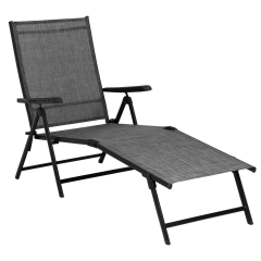 Patio Lounge Chair Patio Chaise Lounges Chairs For Outside Folding Lounge Chair For Patio Pool Beach Yard with Adjustable Reclining Lounge Chairs Gery