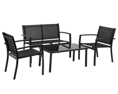 Patio Conversation Sets， Patio Furniture Outdoor Table And Chairs 4 Piece Patio Set with Metal Patio Furniture Tempered Glass Tabletop Waterproof Text
