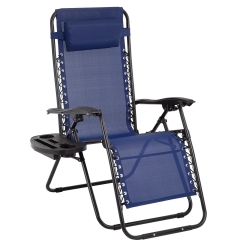 Zero Gravity Chair,Zero Gravity Lounge Chair,1 Pack Folding Lawn chair Adjustable reclining patio chairs with Pillow and Side Table Cup Holder,Blue