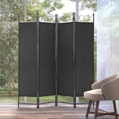 4 Panel Room Divider 6.8FT Steel Frame Screen Folding Privacy Divider Freestanding Partition for Home Office Bedroom, Black