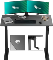 Adjustable Desk with Crank Handle Sit Stand Desk, Ergonomic Adjustable Height Desk, 3 Sizes Telescopic Width Adjustment,Smoothly Lift
