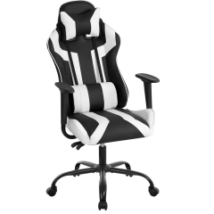 Racing Gaming Chair PC Desk Chair Ergonomic Computer Chair with Lumbar Support Armrest Headrest Executive Rolling Swivel Task Chair PU Leather E-sport