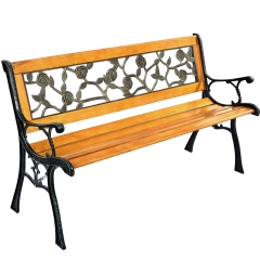 Garden Bench Patio Porch Chair Deck Hardwood Cast Iron Love Seat W512