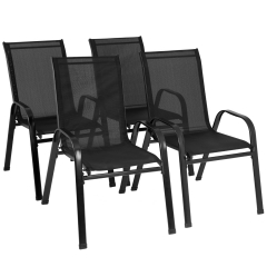 Patio Chairs Patio Dining Chairs Patio Stackable Chairs Outdoor Chairs Outdoor Dining Chairs Set Of 4 Clearance With Metal Frame And Breathable Fabric