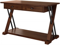 Computer Desk for Home Office Solid Wood,55 Inch Vanity Set with Shelf and Drawers,Rectangular Distressed with Farmhouse Decor