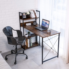 Computer Desk with Storage 4-Tier Shelves,  47'' Home Office Desk with Adjustable Bookshelf, Modern Simple Style Writing Study Desk for Bedroom Small