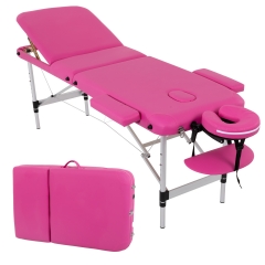Aluminium Massage Table Portable Massage Tables Portable Massage Bed 84 Inch Long Height Adjustable 3 Folding Massage Table Spa Bed Salon Bed Pink