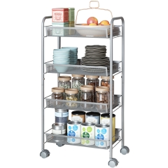 3-Tier Metal Rolling Cart on Wheels with Baskets,Mesh Storage Pantry Cart Lockable Utility Trolley with Handles for Kitchen Bathroom Closet, Storage