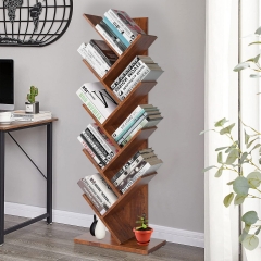 Tree Bookshelf 55 Inches, 9-Shelf Bookcase Rack, Free Standing Book Storage Organizer, Books/CDs/Albums/Files Holder in Living Room Home Office, Brown