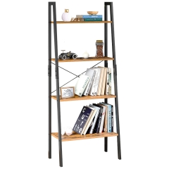 Ladder Bookshelf,Ladder Shelf 4 Shelf Bookcase Industrial Bookshelf Wood and Metal Bookshelves, Plant Flower Stand Rack Book Storage Shelves
