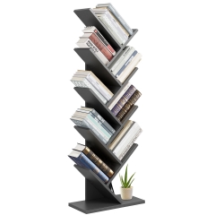 8-Shelf Bookshelf Tree Rack,Floor Standing Bookcase Storage Rack Shelves for Living Room Home Office, Padded Bottom for Display of Cd magazine book