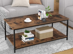 Coffee Table, 43" Industrial Coffee Table for Living Room Retro Central Table, Rustic Brown