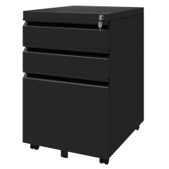 3 Drawer Mobile File Cabinet with Lock, Under Desk Metal Filing Cabinet for Legal/Letter/A4 File, Fully Assembled Except Wheels, Black